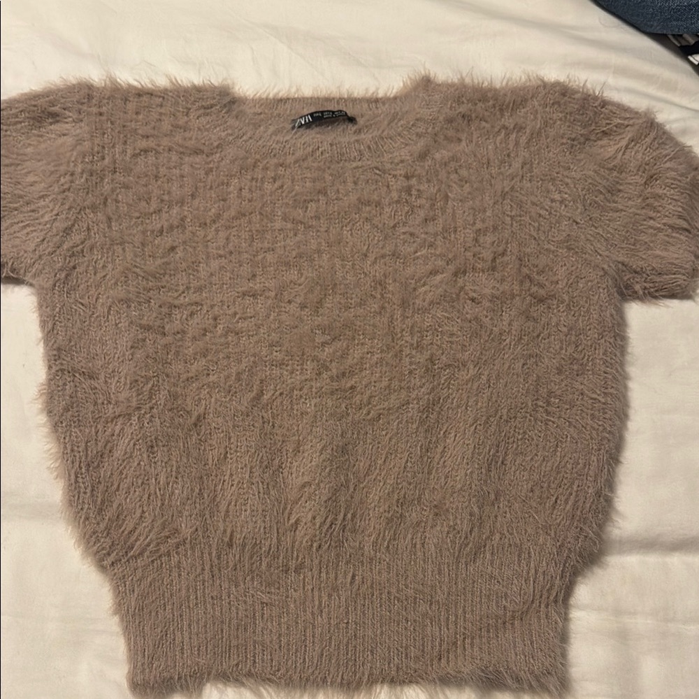 Zara Women's Fuzzy Brown Sweater